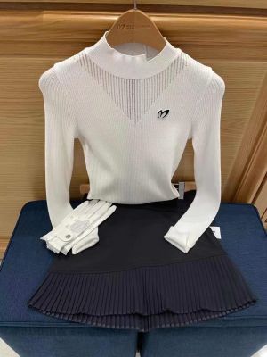 ❇✳ Sexy Golf Clothing Women 39;s Round Neck Irregular Age-reducing Sports Long-sleeved Knitted Top All-match Golf Wear Bunny