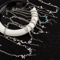 Y2K Jewelry For Women Cross Pendant Necklace Silver Color Necklace Y2K Necklace For Women Trendy Moonstone Pendant Necklace