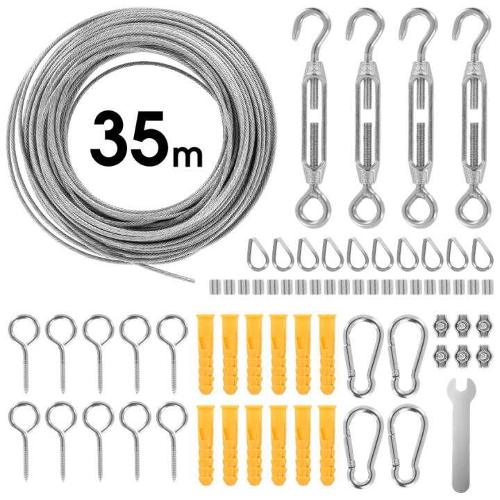 35 M Stainless Steel Wire Rope Kit 65 Pcs Tension Wire Rope Tensioner