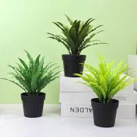 Artificial Plants Fern Leaves Grass Within Potted Faux Boston Fern For House Office Garden Indoor Outdoor Greenery Decorations For Home Wedding Party Decora