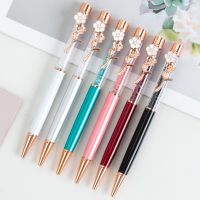 1 Piece Quicksand Oil Ballpoint Pen Flower Metal Office School Stationery Pens