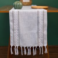 Pastoral Table Runners Solid Color Coffee Living Room Bedroom Table with Tassel Cabinet Dinning Table Decoration Home Decor