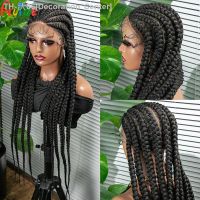 9 11 Tracks Synthetic Lace Braided Wigs 36 Inch Synthetic Lace Front Wig HD Full Lace Crochet Braids Hair Cornrow Knotless Wig [ Hot sell ] Decoration Center