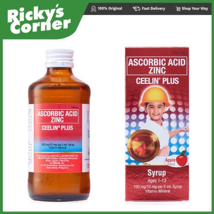 Ceelin plus syrup 100mg/10mg acorbic acid with zinc 120ml Lazada PH