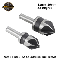 【☄New Arrival☄】 VGHHN SHOP Cmcp 2ชิ้น5ดอก Hss Countersink Drill บิตสำหรับไม้82องศาหัวเจาะสว่าน12มม. 16มม. ก้านกลม