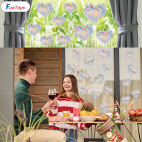 FunToys สติ๊กเกอร์ติดหน้าต่างปริซึมสีรุ้งป้องกันสติกเกอร์ชนสติ๊กเกอร์ติดผนังกระจกของตกแต่งสำหรับห้องนั่งเล่นที่เหมาะสม