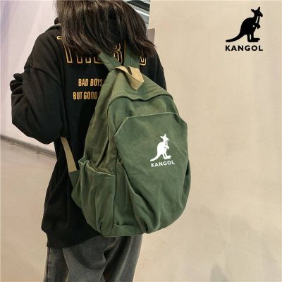 ₪ Kangaroo mens and womens backpack canvas large-capacity outdoor sports travel trend all-match backpack student schoolbag trendy