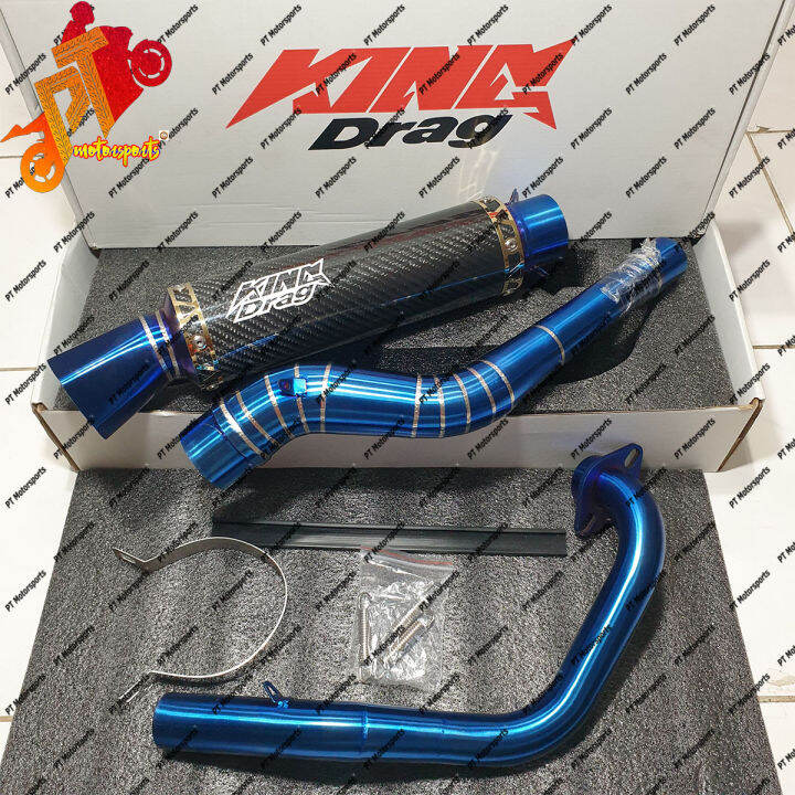 Yamaha Y15 Exhaust King Drag Exhaust Titanium Blue Carbon 32mm Petak Original Thailand Lazada