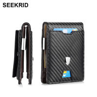 SEEKRID RFID Carbon Fiber Mens Money Clip Wallet Male Black Money Bag Short Paper Holder Purse 2020 Mini Magic Leather Wallet