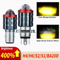 DXZ 1ชิ้น H4 BA20D รถจักรยานยนต์ไฟหน้าเลนส์หลอดไฟ9003 HB2 H6 Hi-Lo Beam LED ไฟหน้ารถมอเตอร์ไซด์แสงโคมไฟสีขาวสีเหลือง12โวลต์-80โวลต์