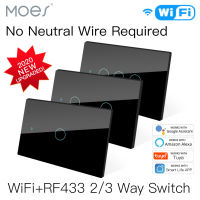 NEW WiFi Smart Light Switch RF433 No Neutral Wire Single Fire Smart Life Tuya App Control Works with Alexa Home 110V 220V