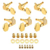 6Pcs Gold Plated Guitar String Tuning Pegs 3L ทั้งหมดปิดเครื่องสแควร์หัว Tuners สำหรับ40 41นิ้ว Acoustic Folk Guitar