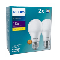 "ด่วน"PHILIPS หลอดไฟแอลอีดีบัล์บเอสเซนเทียล 11W ขั้ว E27 3000K แสงวอร์มไวท์ แพ็คคู่"ส่งด่วนทุกวัน"