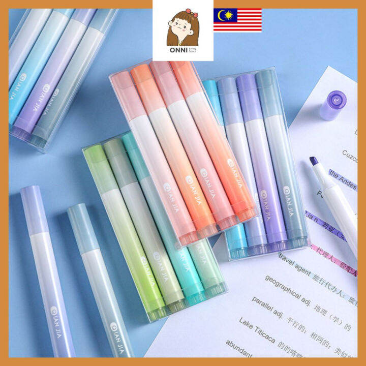 ONNI Gradient Color Highlighter Pen 4in1 Pastel Color Highlighter Set ...