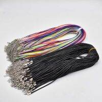 Grosir 1.5Mm 2Mm 45Cm 60Cm Hitam Campuran Lilin Kulit Kabel Kalung Tali Rantai Lobster Gesper DIY Perhiasan Aksesori 100 Buah/Lot