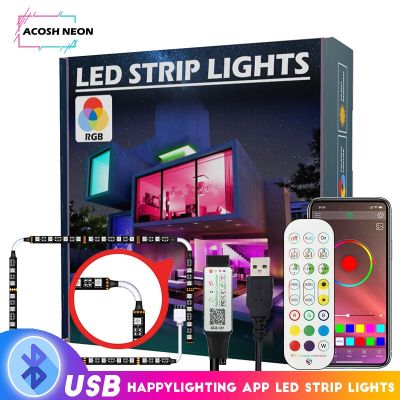 ไฟด้านหลังทีวีบลูทูธ55นิ้ว Smd 5050 Rgb แถบไฟ Led 5V กันน้ำไฟพลังงาน Usb 24ปุ่มรีโมทควบคุมระเบิด