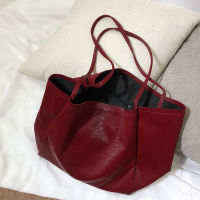 women big size pu leather black grey red tote for female large capacity soft casual daily shopping one shoulder bag