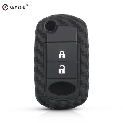 dvvbgfrdt KEYYOU Carbon Fiber Remote Flip Silicone Key Case Fob For Land Rover Range Rover Sport LR3 Discovery 3 Buttons Cover
