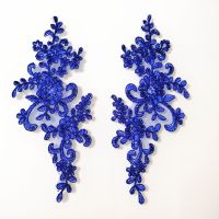 1Pair 3D Flower Floral Embroidery Applique Trim For Evening Skirt Clothes Lace Collar Decoration Patch Sewing On Accessories Fabric  Material