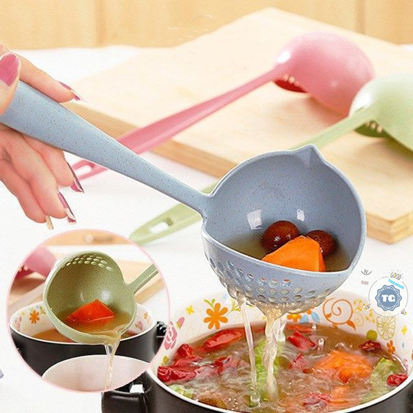 2 in 1 Practical Soup Spoon Long Handle Creative Porridge Spoons Plastic Spoons 