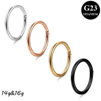 Showlove-G23 Titanium Hinged Stepum Clicker Nose Hoop Rings 14g&amp;16G Lip Nipple Tragus Cartilage Ring Piercing 6mm&amp;8mm&amp;10mm Electrical Connectors