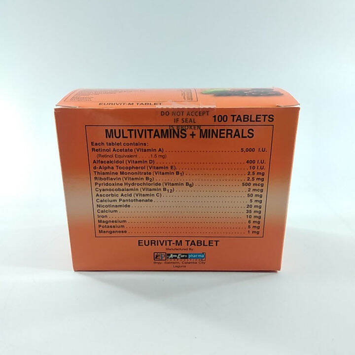EURIVITM TABLET (Multivitamins + Minerals) 100s Lazada PH