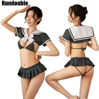 Sexy School Girls Costumes Women Kawaii Japanese Student Cosplay Erotic Lingerie Sheer Adjustable Bikini Pad Bra Sets Mini Dress