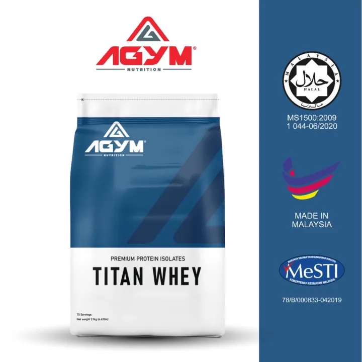 Agym Titan Whey Protein 2.1kg 70 Servings Halal Whey Protein Powder KKM Approved Fitness Gym Supplement