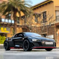 1:24 AUDI R8 V10 Plus Alloy Sports Car Model Diecasts Metal Toy Car Model High Simulation Sound Light Collection Kids Toys Gifts