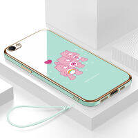 เคสvivo v5s กรอบสีทองชุบด้วยไฟฟ้า รวมทุกอย่าง ฝาหลัง วัสดุ TPU ป้องกันการหล่น ป้องกันการชนกัน กันน้ำ สายรัดข้อมือการ์ตูนน่ารัก เคสโทรศัพท์มือถือ