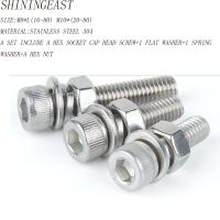 M8*16-M10*80 stainless steel 304 hex socket cap head screw spring flat washers hex nut assortment hardware  983 Nails  Screws Fasteners