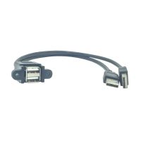 【DT】Dual Port USB 2.0 A Male to Female M/F Extension Screw Lock Panel Mount Cable 50cm 30cm  hot