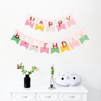 Colored Happy Birthday Bunting Flag Banners For Childrens Birthday Hanging Garland Decorations Baby Shower Theme Party Supplies Banners Streamers Con
