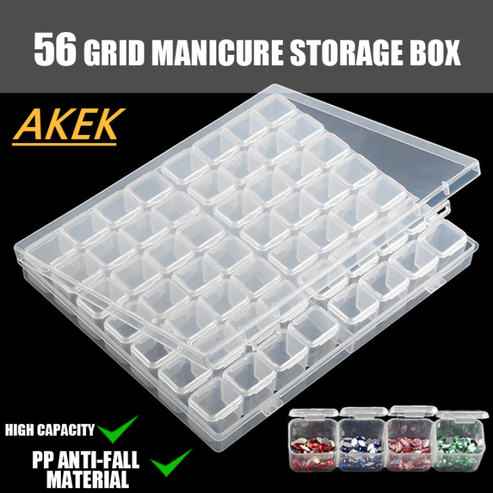 56 Grid Storage Tool Diy Removable Clear Plastic Organizer Nail Art  Rhinestone 56 Diamonds Jewelry Grid Earrings Bead Necklace Storage Box  Display Stand