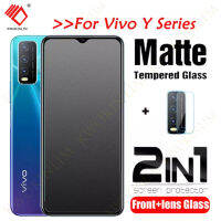 (2-In-1) สำหรับ Vivo Y12s Y21 Y21T Y33T Y15a Y15s Y33s Y20i Y20s G Vivoy20 Y20 2020 Y11s Vivoy20s Y12 Y15 Y17 Y20s Y72 Y76 Y73 Frosted Glass 9H Matte กระจกนิรภัยแบบเต็มหน้าจอป้องกัน + ฝาครอบเลนส์กล้องป้องกันฟิล์มสำหรับภาพยนตร์