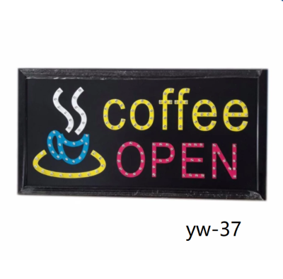 PT SHOP ป้ายไฟ LED Coffee OPEN ป้ายไฟสำเร็จรูป ขนาด48*25 ซม. อักษร ตกแต่งหน้าร้านกาแฟ LED SIGN ข้อความ YW-37