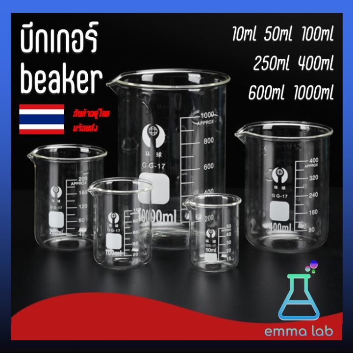 บีกเกอร์ บีกเกอร์แก้ว Glass Beaker Borosilicate Glass 5ml 10ml 25ml 50ml 100ml 250ml 400ml 500ml 3672