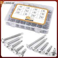 UMMEAX 400ชิ้นสแตนเลสตะปูเกลียวแบบขันเองสีเงิน #8X1/2 "ถึง1-1/2" สกรูเจาะด้วยตนเองสกรูหัวยึดเครื่องล้างหัวสกรูแผ่นโลหะ/เหล็ก