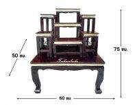โต๊ะหมู่บูชา ราคาถูกที่สุด โต๊ะหมู่ 7 หน้า 5 สีโอ้ค ขอบทอง [โต๊ะวางพระ 10x5 นิ้ว] ความยาว 60 ซม.