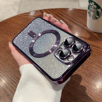 เคสชาร์จไร้สายแม่เหล็กใสหรูหราสำหรับ Magsafe สำหรับ iPhone 14 Plus 13 12 11 Pro Max ปลอกซิลิโคนชุบแบบใส