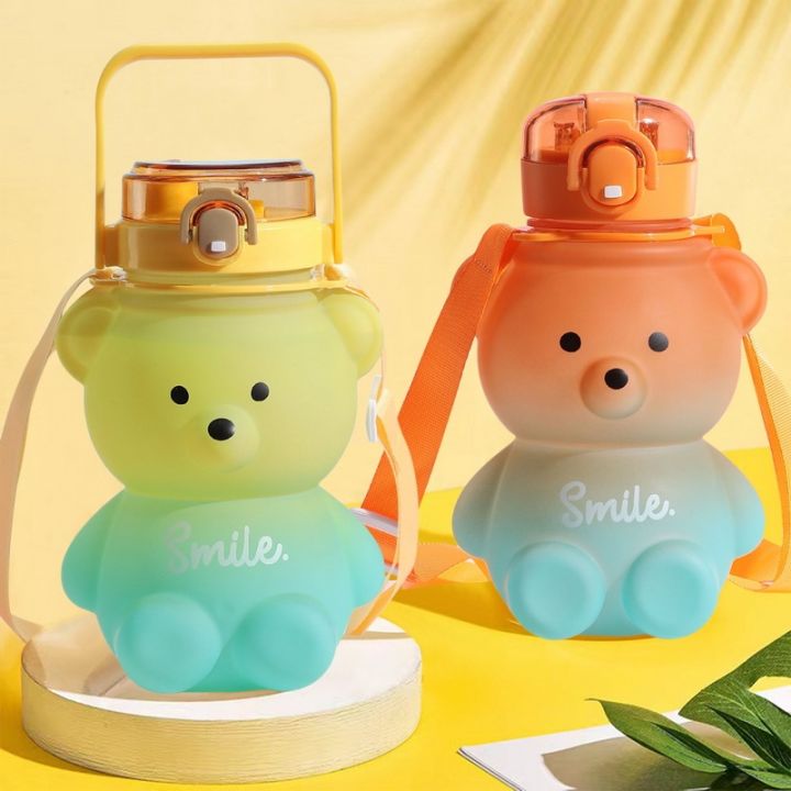 Cute Bear Water Bottles For Girls Kids With Straw Summer Large Capacity Cup