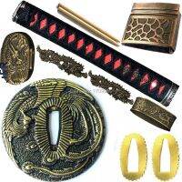 Nice Phoenix Theme Sword Guard for Katana/Wakizashi/Tanto Fittings Set Tsuba Menuki Fuchi Kashira Handle Habaki Seppa W/Dragon