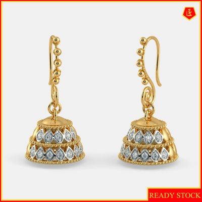 [Ready Stock]Fashion Creative 18K Golden Birdcage Rhinestone Earrings