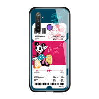 UCUC เคสโทรศัพท์เคสสำหรับ RealmiRealme 5S กรณีสำหรับหญิงสาวการ์ตูนสร้างสรรค์เที่ยวบินตั๋ว Minnie Mouse โดนัลด์เดซี่เป็ด Glossy กระจกเทมเปอร์ฝาหลังปลอก