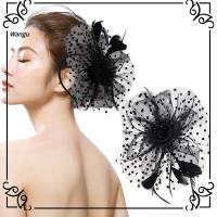 WANGU อุปกรณ์ตกแต่งผม Fascinators ผม ดอกไม้ตาข่าย งานแต่งงาน หมวก fascinator ที่คาดผมงานเลี้ยงน้ำชา กิ๊บติดผมขนนก ที่คาดผม ALICE