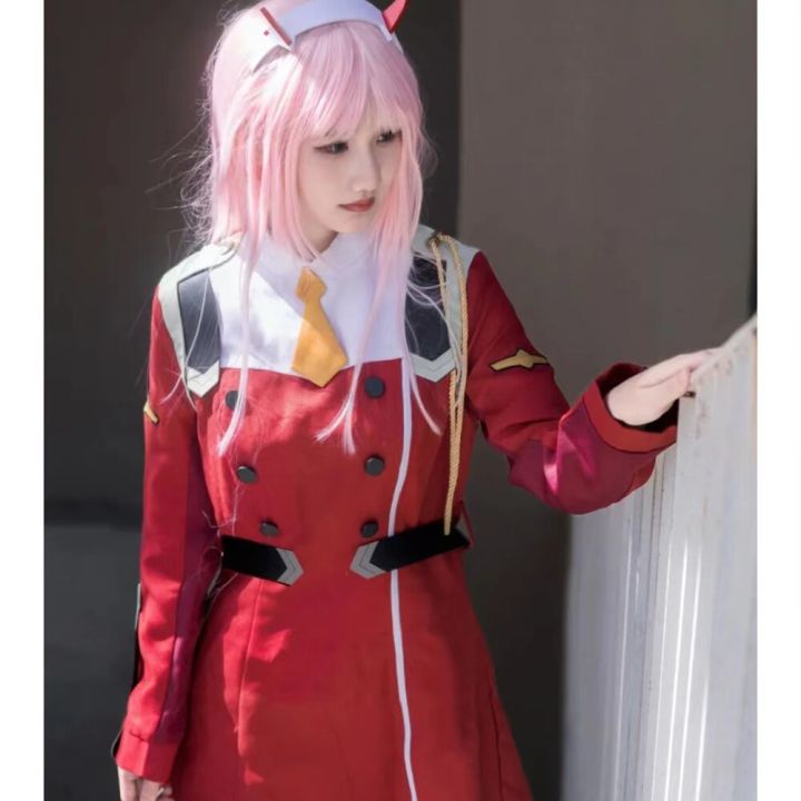 Anime DARLING in the FRANXX 02 ZERO TWO Uniform Cosplay Costume Wig Full  Set