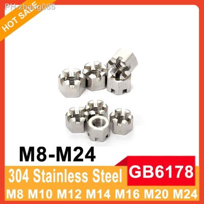 1Pcs/lot 304 Stainless Steel M8 M10 M12 M14 M16 M18 M20 GB6178 Type 1 Hexagonal Slotted Thin Nut
