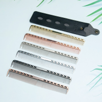 Anti-Static โลหะ Hairdressing Combs Professional Space หวีผมอลูมิเนียมตัดผมแปรงตาย Barber Tool Salon อุปกรณ์เสริม ~