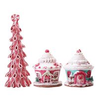 Christmas Lighted Candy House Statue Soft Clay Ornaments Cute Cartoon Candy Tree Home Table Christmas Festival Decorations