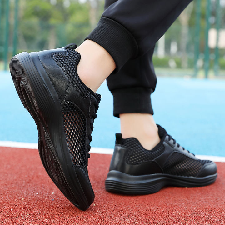 orngmall-รองเท้าตาข่ายลำลองสำหรับคุณภาพสูงผู้ชายรองเท้าผ้าใบ-รองเท้ารองเท้ากีฬาน้ำหนักเบาระบายอากาศได้ดีสีดำแฟชั่นยิมรองเท้ายสำหรับเดินวิ่งน้ำหนักเบาเหมาะสำหรับชีวิตประจำวันและกีฬาผู้ชายรองเท้าผ้าใบพล